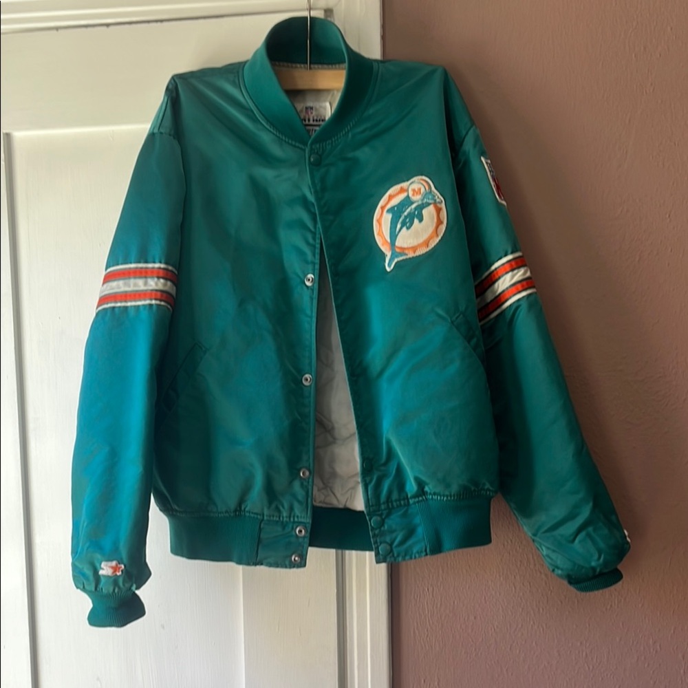 Vintage Miami dolphins Teal Varsity Jacket with Logo